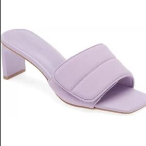 NEW w flaws Open Edit Cava 2 Lavender Block Heel Slide Sandals Size 6.5 MSRP $75